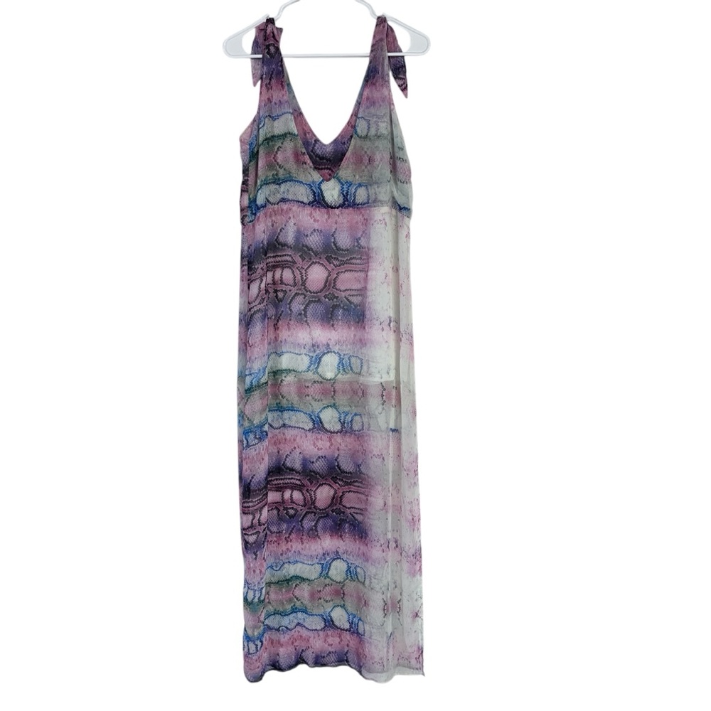 Show Me Your MuMu Sheer Pastel Silk Python dress Sz M